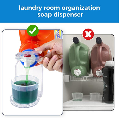 Clear Laundry Detergent Dispenser Cup Holder & Nozzle Force-Saving Switch, Drip Catcher, Soap Dispenser, laundry room organization decor (Clear 2 Pack)