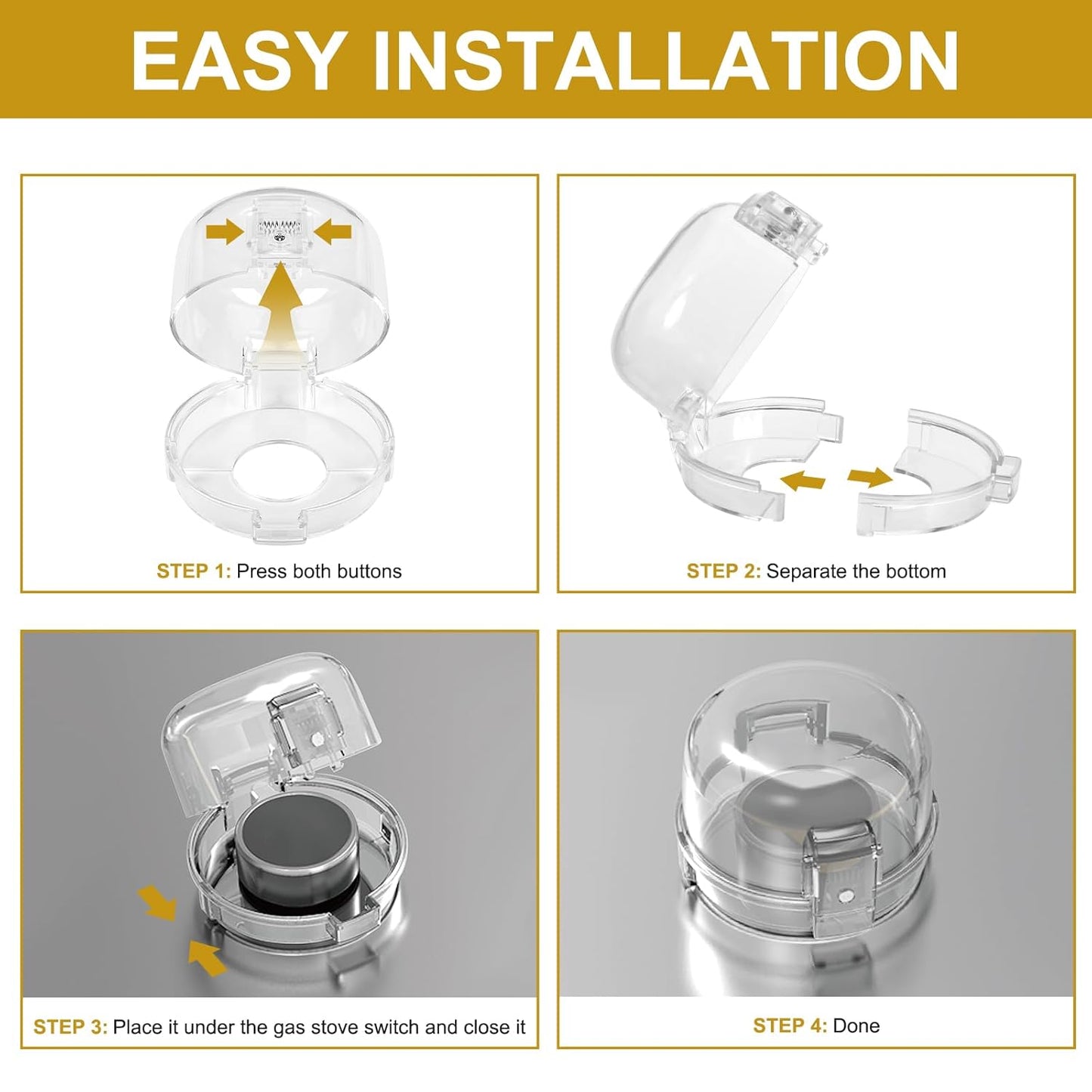 Gas Stove Knob Covers for Child Safety - 5 Pack Universal Size Stove Safety Knob Covers, Heat-Resistant Child Proof Stove Knob Covers, Pet/Baby Proofing Oven Knob Covers for Child Safety (Clear View)