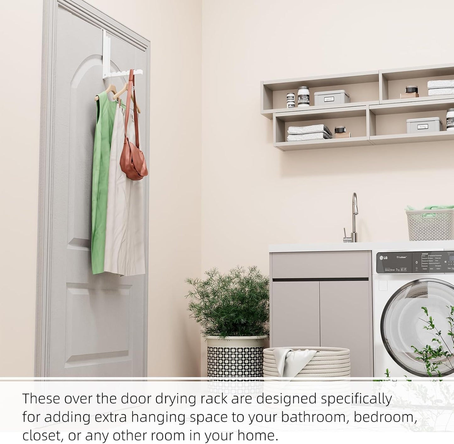 2 Pack Over The Door Hanger Folding Clothes Drying Rack, Folding Hanging Coat Rack for Indoor Laundry Room Compact Small Space Foldable Portable Clothing Hanger Hook Collapsible (Wihte-2(Upgraded))