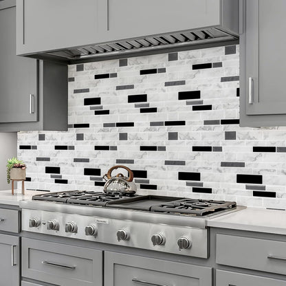 LONGKING Marble Peel and Stick Backsplash for Kitchen, 3D Adhesive Tile Backsplash for Kitchen, Bathroom, Wall Tile, 10 Sheets, 12" x 12"
