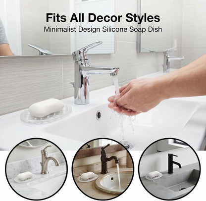 2 Pcs Soap Dish for Shower Soap Holder Shower with Efficient Drainage Holes Non-Slip Silicone Bar Soaps Holder Self Draining Soaps Saver Pad for Kitchen Bathroom Showers Shelf Counter Bathtub