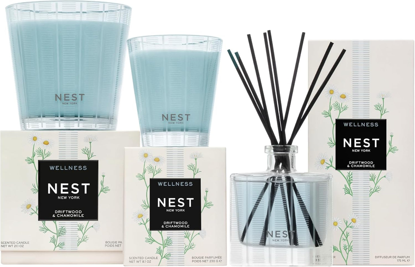 NEST New York Reed Diffuser, Wild Mint & Eucalyptus - 5.9 fl oz - Fragrance for Up to 90 Days - Reusable, Refillable Glass Holder - Includes 8 All-Natural Reed Sticks - Flame Free