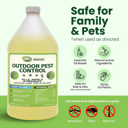 Mosquito Magician Ready-to-Use Mosquito Yard Spray 2 Gal (original scent) – Kills Mosquitoes, Fleas & Fire Ants, Repels & Prevents Ticks – Essential Oil Formula for Sprayers, Foggers & Misting Systems
