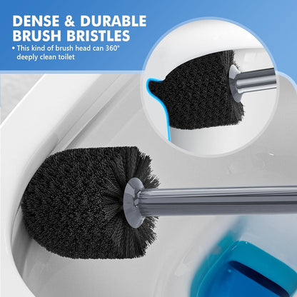 LOVLOY Toilet Plunger and Brush with Holder, Bowl Brush and Heavy Duty Toilet Plunger Set with Ventilated Holder, 2-in-1 Toilet Brush and Plunger Combo for 5.3-inch Toilet Drain New Pack (White, 1)