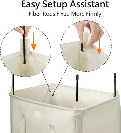 WOWLIVE 180L Laundry Hamper with Lid 3 Section,Large Laundry Basket with Removable Bags and Handles,Collapsible Dirty Clothes Hampers for Laundry,Laundry Basket Organizer for Laundry Room,Dorm,Beige