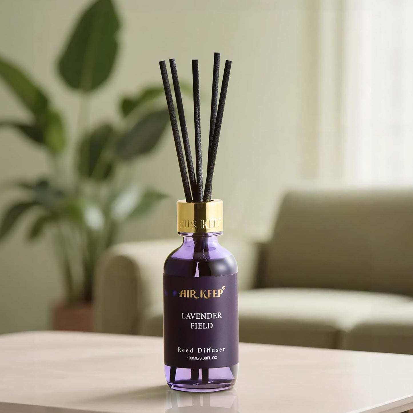 Airkeep Reed Diffuser Oil Set with Reed Sticks,Vanilla Aromatherapy Oil Scent Diffuser for Home Office Bathroom Decoration Perfume and Gifts 3.38 oz/100ml