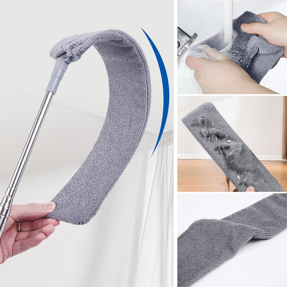 Retractable Gap Dust Cleaner Cleaning Tools with 2 Microfiber Dusting Cloths Long Handle 60inches Washable and Retractable Duster Brush for Cleaning Under Appliances Furniture Couch Fridge