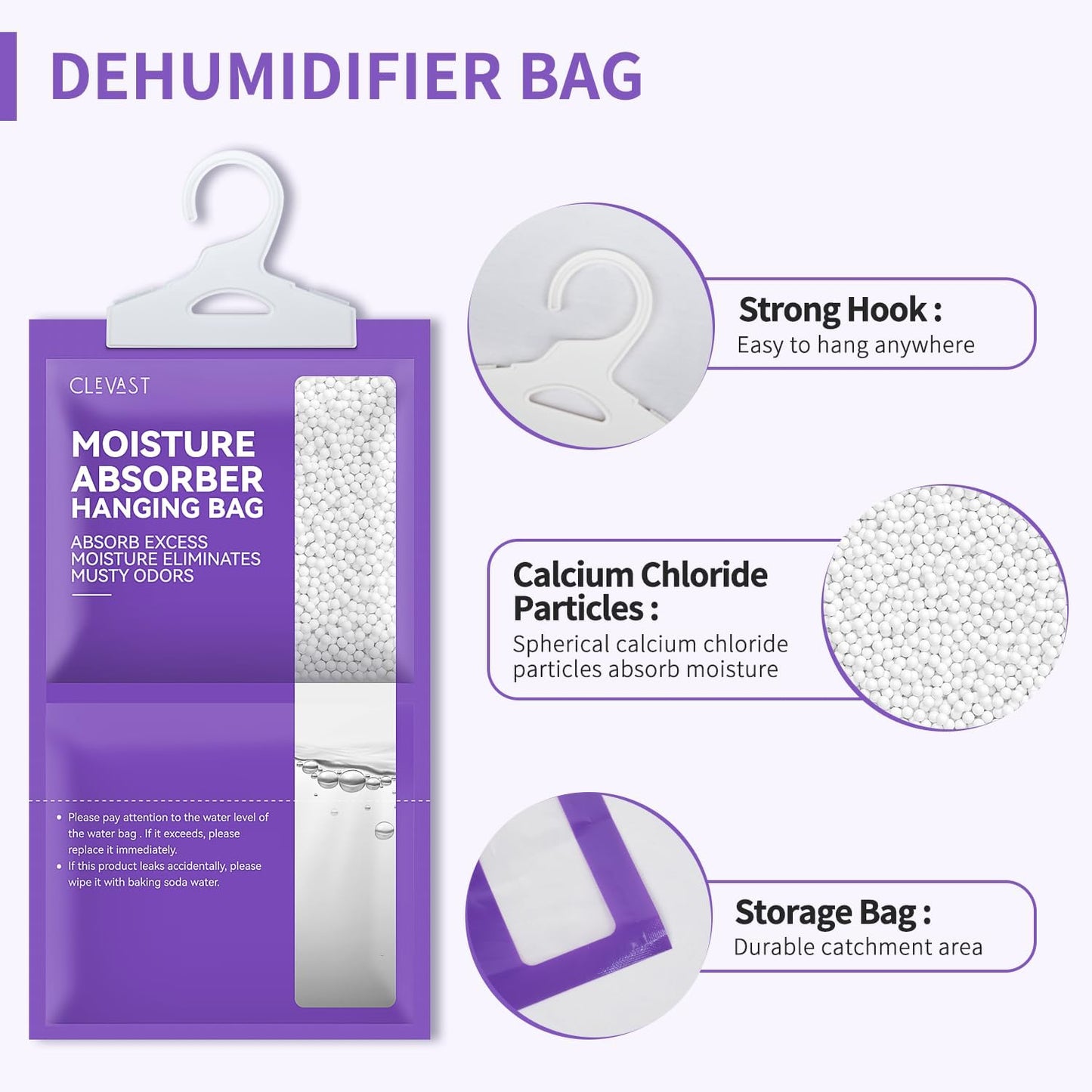 CLEVAST Moisture Absorbers Packets 10 Pack, Dehumidifier Bags for Closet, Scented Hanging Humidity Absorber in Wardrobes, Bedrooms, Bathrooms (Jasmine)