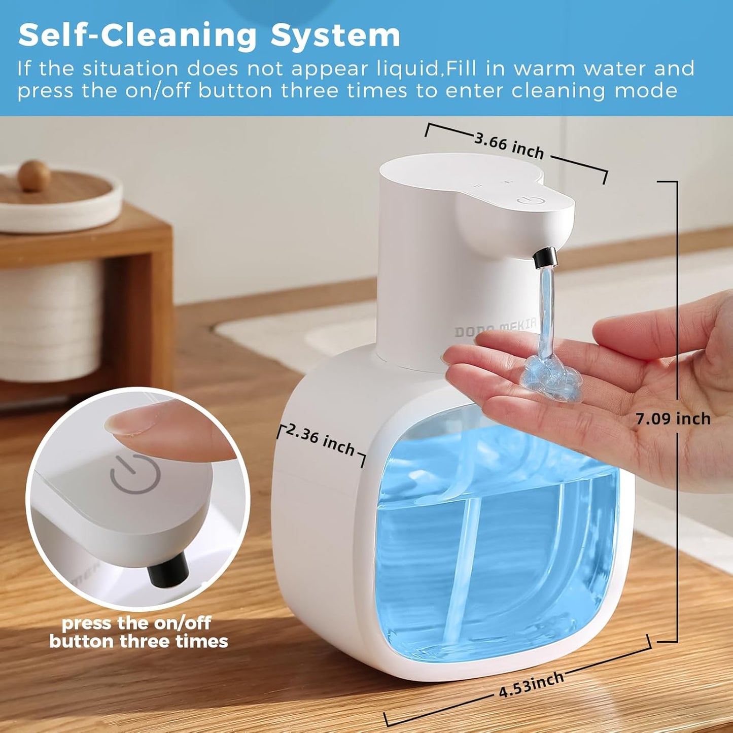Automatic Liquid Soap Dispenser, 17oz/500ml Touchless Rechargeable with 4-Level Adjustable & IPX5 Waterproof - Level Display for Wall/Tabletop Use in Bathroom, Kitchen, Black