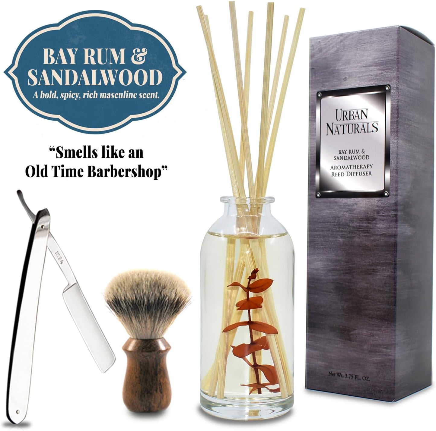 Urban Naturals Smoked Vanilla Reed Diffuser Set with Vanilla Bean, Sandalwood & Leather | Made in the USA - Colors B