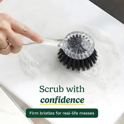 Cuisinart Dish Brush with Handle 2 Pack – Kitchen Scrub Brush for Dishes, Pots & Pans, Non-Scratch Dish Scrubber, Firm Bristles for Sink & Cookware, Comfortable Grip for Everyday Cleaning