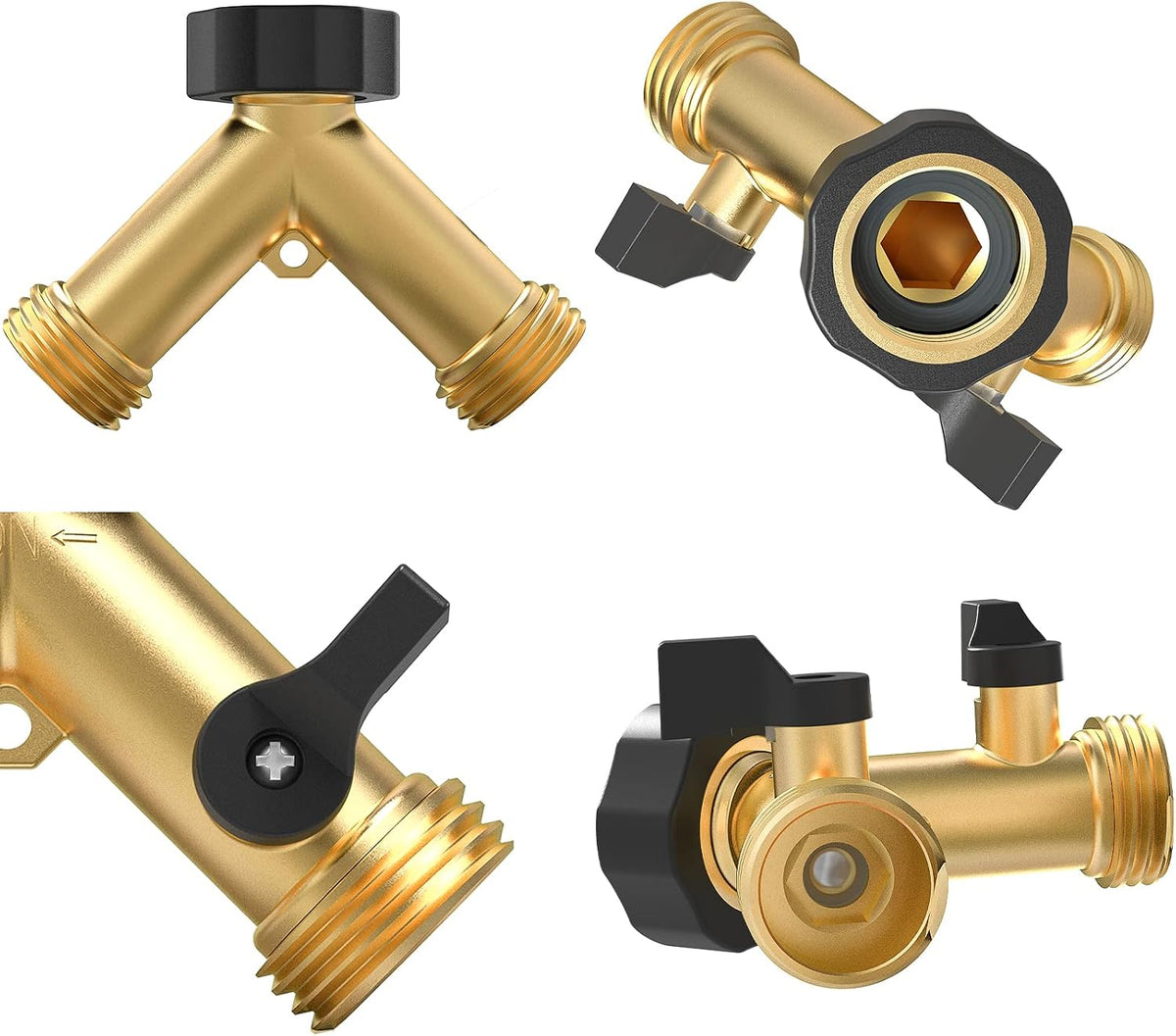 Twinkle Star 2 Way Garden Hose Splitter 3/4" GHT | Hose Y Splitter, Brass Dual Hose Splitter Leak-free