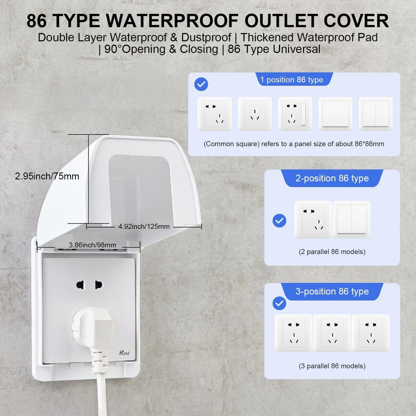 Fielect Weatherproof In Use Outdoor Outlet Cover 86Type Clear Electrical Outlet Cover Box 5" x 8.4" x 1.9"