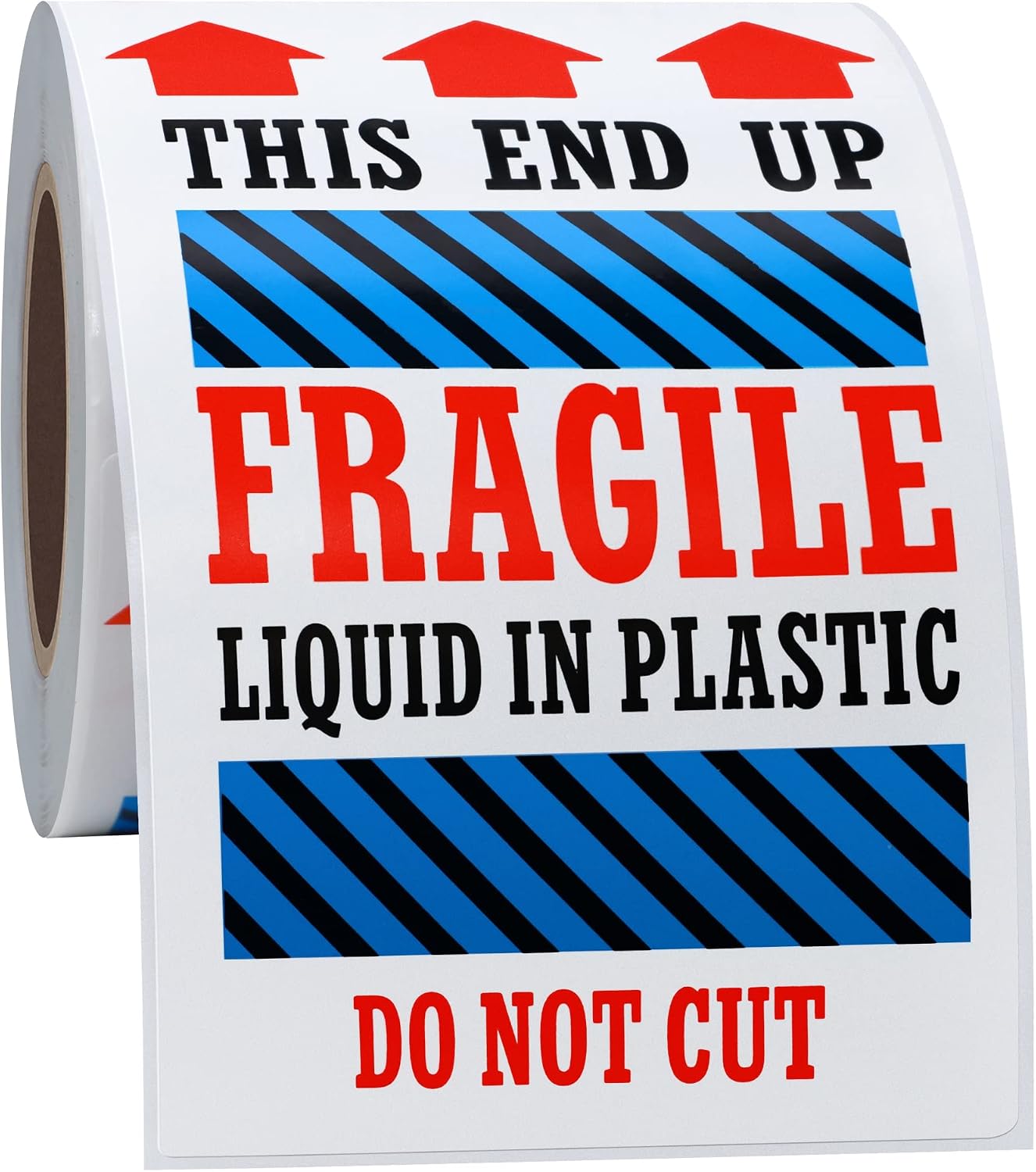 Hybsk 3 x 5 Fragile Liquid in Plastic This End Up Safe Handling Stickers for Shipping and Packing - 100 Adhesive Labels Per Roll