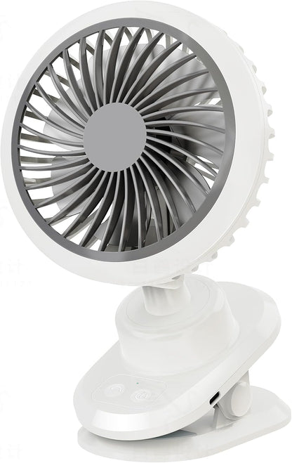 10000mAh Oscillating Desk Clip on Fan,USB Rechargeable,Portable Small Personal Fans,6-Inch Quiet,5Speed Strong Wind,Sturdy Clip,for Office/Bedroom/Room/Camping/Travel/Tent/Stroller.White
