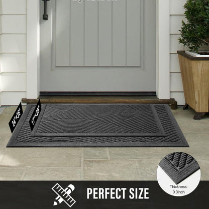 HIYARD Sturdy Front Door Mat, Absorbent Muddy Dirt Resist Welcome Door Mats Outdoor Indoor, Stain and Fade Resistant, Non-Slip Backing Entry Mat Low Profile Doormat for Entryway, 29×17, Beige