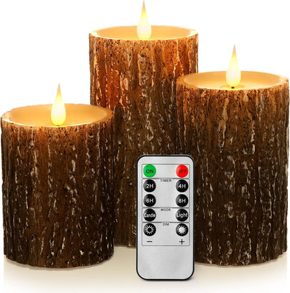 AKU TONPA Flameless Candles Battery Operated Pillar Real Wax Flickering Electric LED Candle Gift Sets with Remote Control Cycling 24 Hours Timer, Pack of 6 (3" D x 4" H, Ivory)