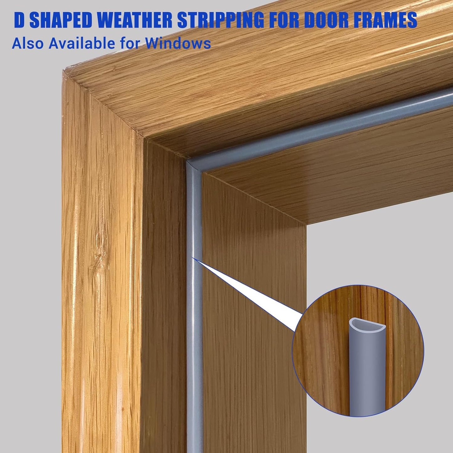 Weather Stripping Door Seal Self Adhesive Weather Strip Silicone D Shaped Door Seal Strip for Door Frame/Window Seal, 20Ft, Brown (3/8" W × 1/4" T)