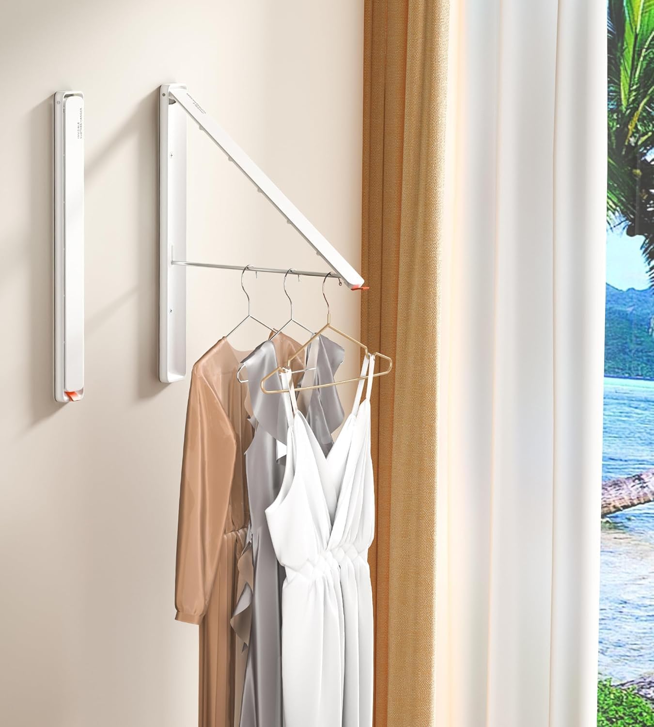 Dr.DJ Clothes Drying Rack Wall Mounted, Retractable & Foldable Clothes Hanger for Laundry Room Organization and Storage, Clothes Hanger Rack for Dorm, Closet, Balcony, Laundry Room(1P, Metal, Black)