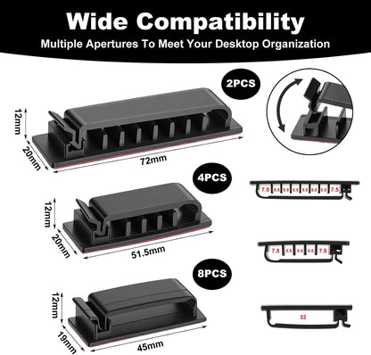 14Pcs Self Adhesive Cable Clips, Cord Organizers Wire Clips | Adhesive Cable Clips for Desk Cord Management Wire Clip Cord Holder for Under Desk, Car, Wall, TV PC Ethernet Cables (Black)