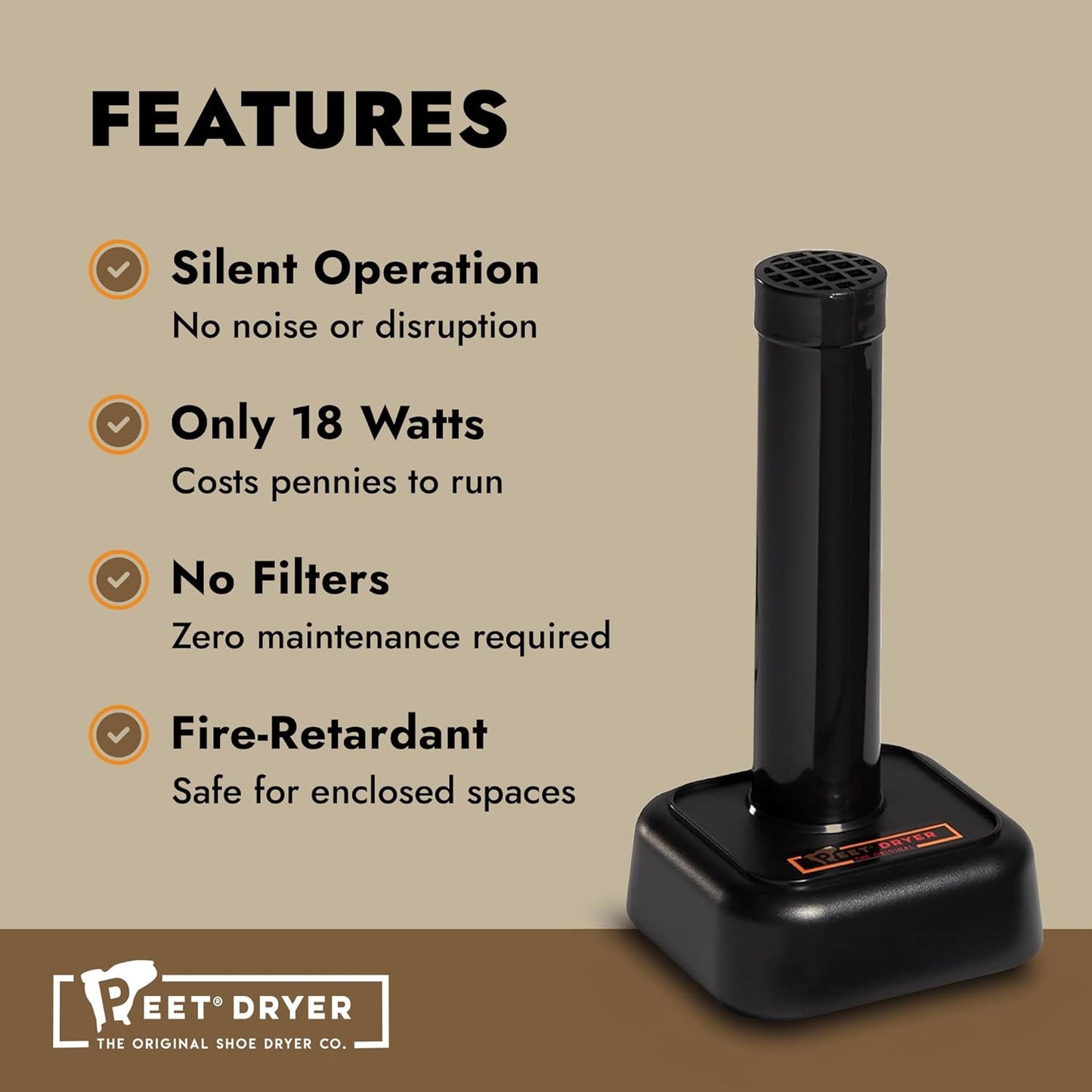 PEET, Room Safe Dehumidifier, Dryer and Dehumidifier for Gun Safes and Storage Cabinets, for Up to 600 Cubic Feet of Enclosed Space, Black