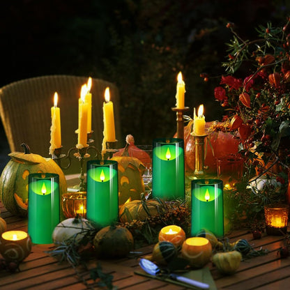 NURADA Flameless Candles with Remote Timer - Glass Real Wax 3D Wick LED Pillar Votive Candle Set Battery Operated Flickering Light for Home Christmas Decoration - White 3 Pack