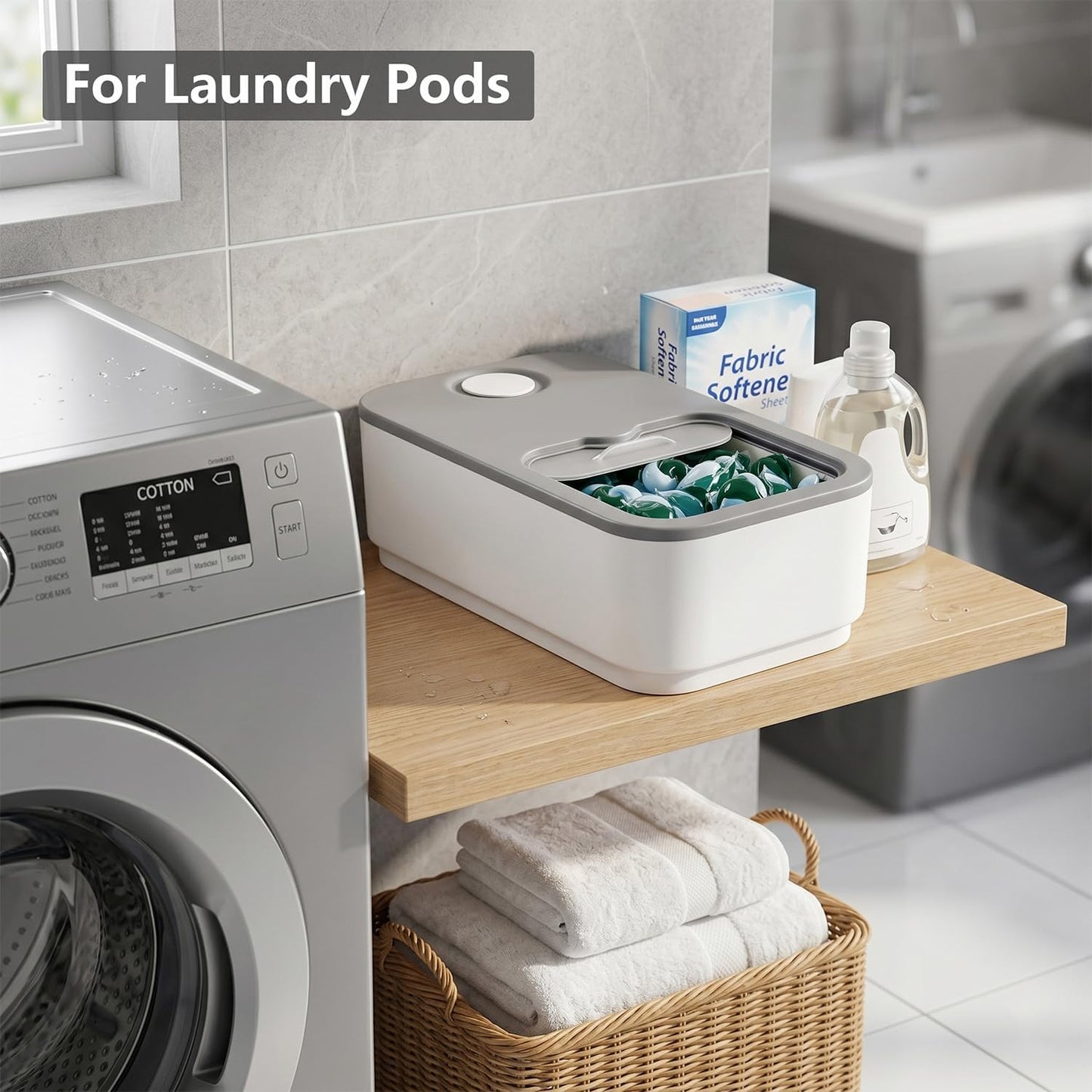 2.6GAL Laundry Powder Container, Powder Laundry Detergent Container, Plastic Laundry Powder Dispenser with Scoop & Lid, Laundry Pods & Scent Beads Container, Laundry Room Storage Containers