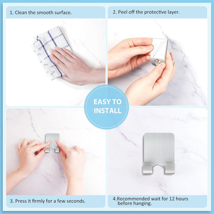 VIS'V Shower Wall Razor Holder, Metal Adhesive Razor Hooks for His and Hers, Waterproof, Black, 2 Pcs