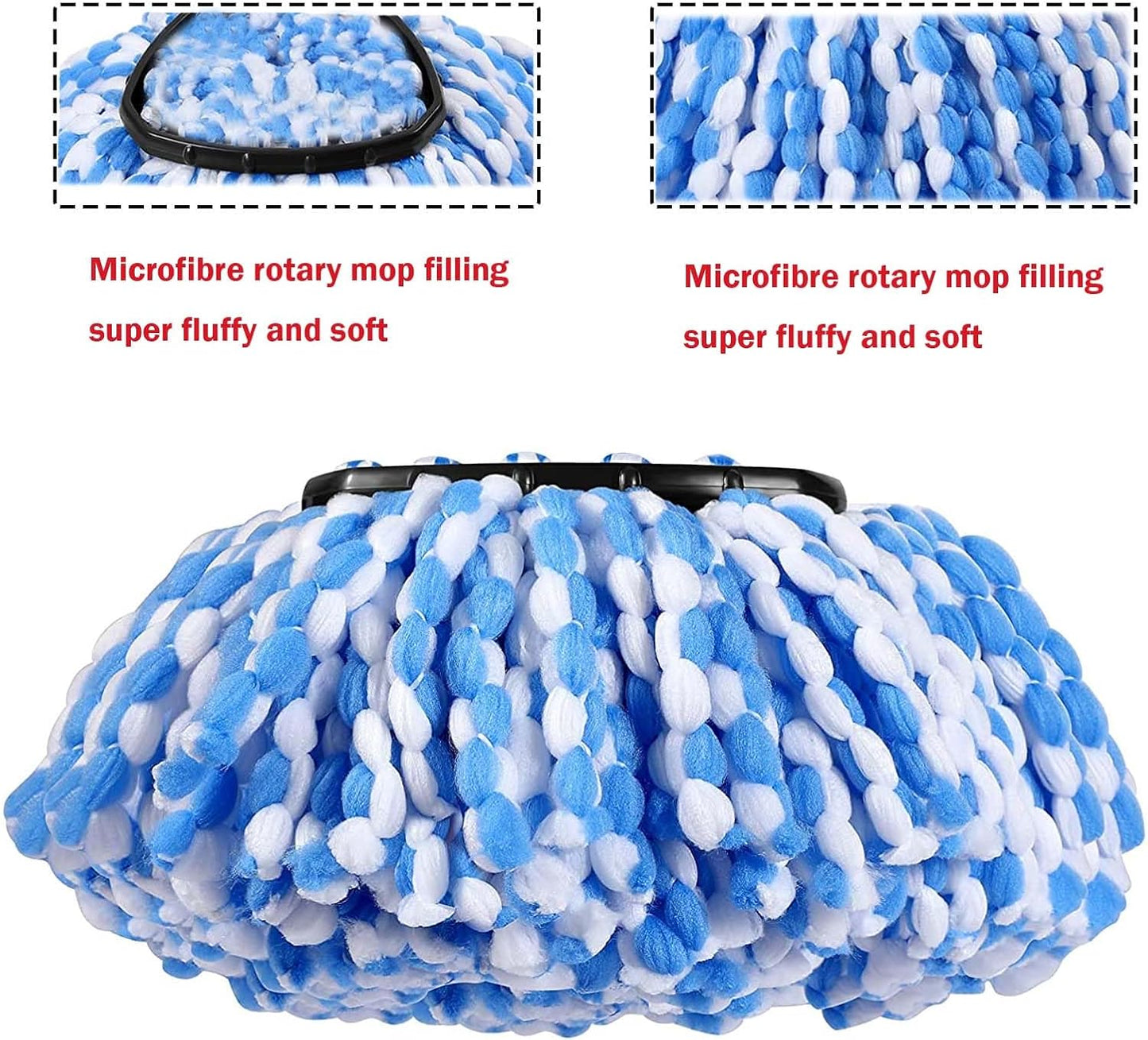 4 Pack Mop Replace Heads Compatible for OCeda, Spin Mop Refill Head Replacement for RinseClean 2-Tank System - Fluffy Microfiber, Machine Washable and Easy to Replace