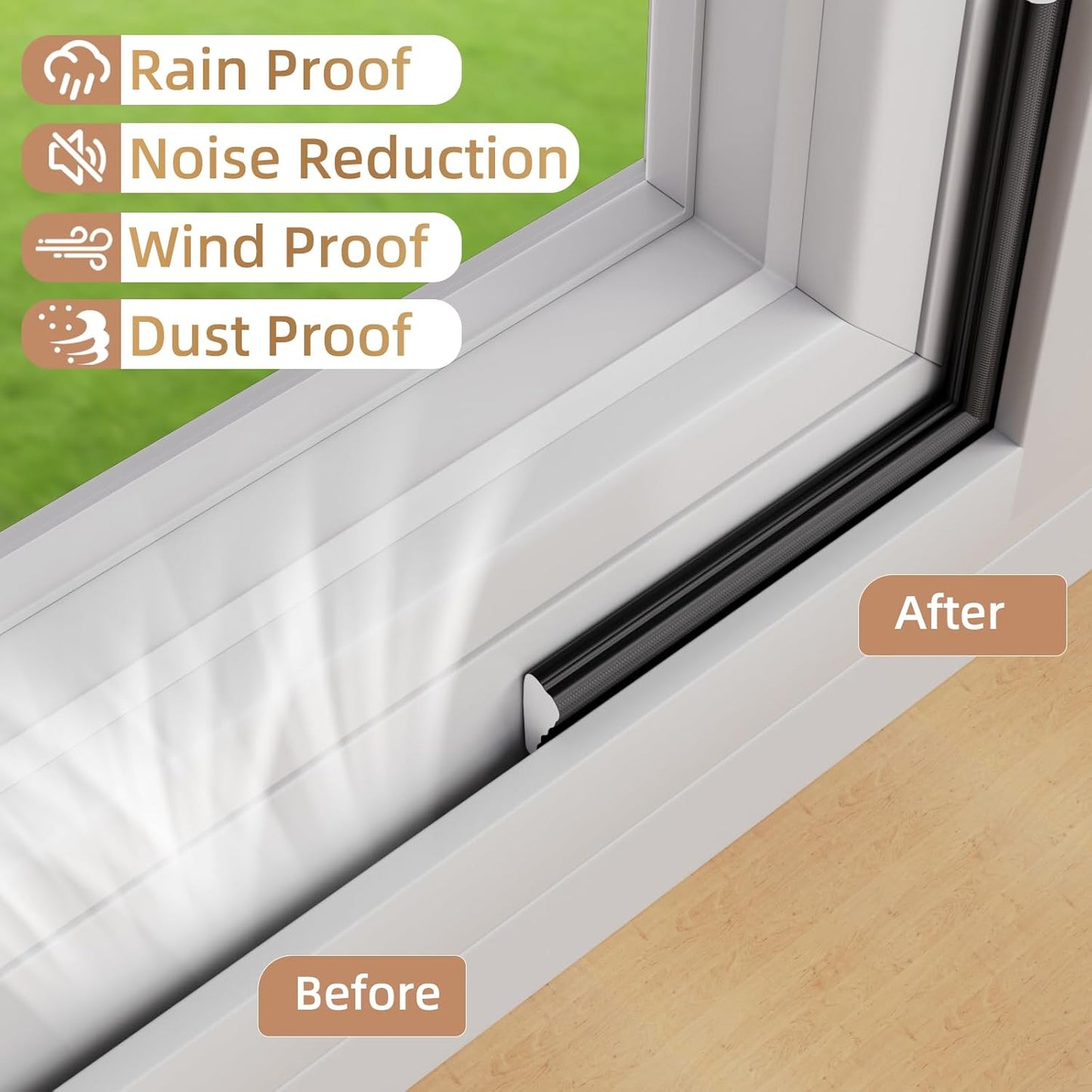 118” Wedge-Shape Foam Window Weather Stripping Door Seal Strip,Soundproofing Frame Winter Insulation Tape for Exterior Front Door,Noise Cancelling Window Inserts,Door Gap Filler Light Blocker,White