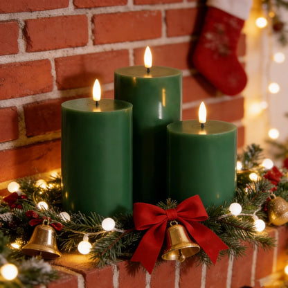 Eywamage White Real Wax Flameless Pillar Candles with Remote, Flickering Flat Top LED Battery Candles Set of 3
