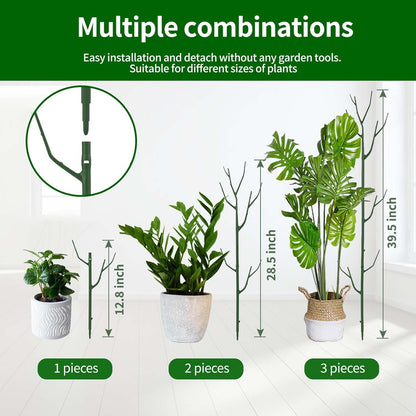 Yhtpouqe 12 Pack Plant Support Stakes, Plant Stakes for Indoor and Outdoor Plants. 39.37inch Plant Sticks with Extension Poles, Plant Clips, Plant Ties for Potted Monstera Plants, Climbing Plants