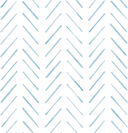 Herringbone Wallpaper Peel and Stick Wallpaper Blue and White Modern Wall paper 17.3"x78.8" Adhesive Wallpapers Boho Removable Contact Paper Decorative for Bedroom Bathroom Cabinets Decor Vinyl Roll