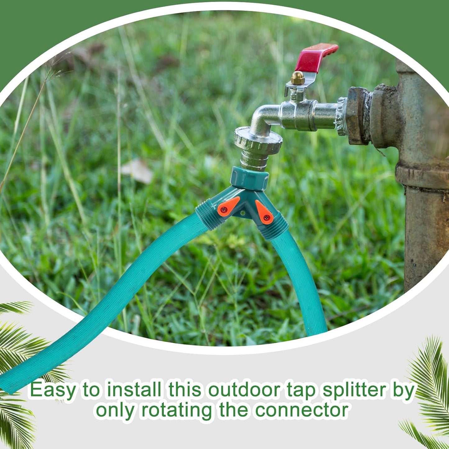 2 Way Y Splitter for 3/4" Garden Hose, Black, 2 Pcs | Plastic Hose Connectors, Faucet Watering Shut Off Valves, For Irrigation