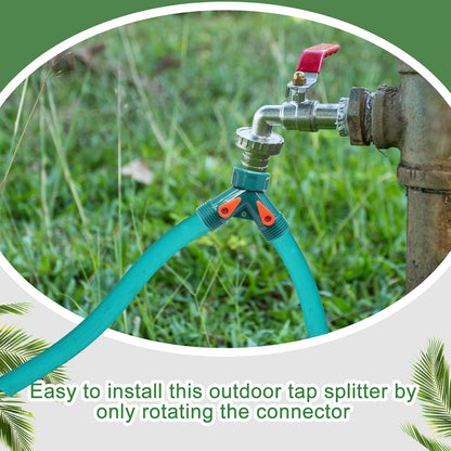2 Way Y Splitter for 3/4" Garden Hose, Black, 2 Pcs | Plastic Hose Connectors, Faucet Watering Shut Off Valves, For Irrigation
