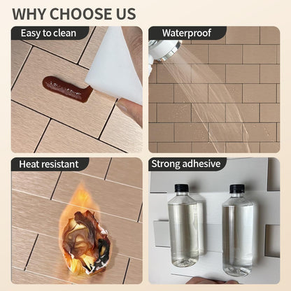 DICOFUN 10-Sheet Polished White Thick PVC Peel and Stick Backsplash, Ceramic Look Subway Tile White Kitchen Backsplash Peel and Stick Wall Tiles