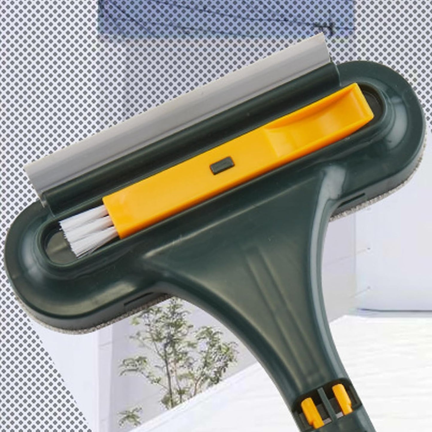 Window Screen Cleaning Brush 3 in 1 Double-Sided Window Screen Cleaner Dry＆Wet Long Handle Washable Window Cleaner Tool 4PCS/Set