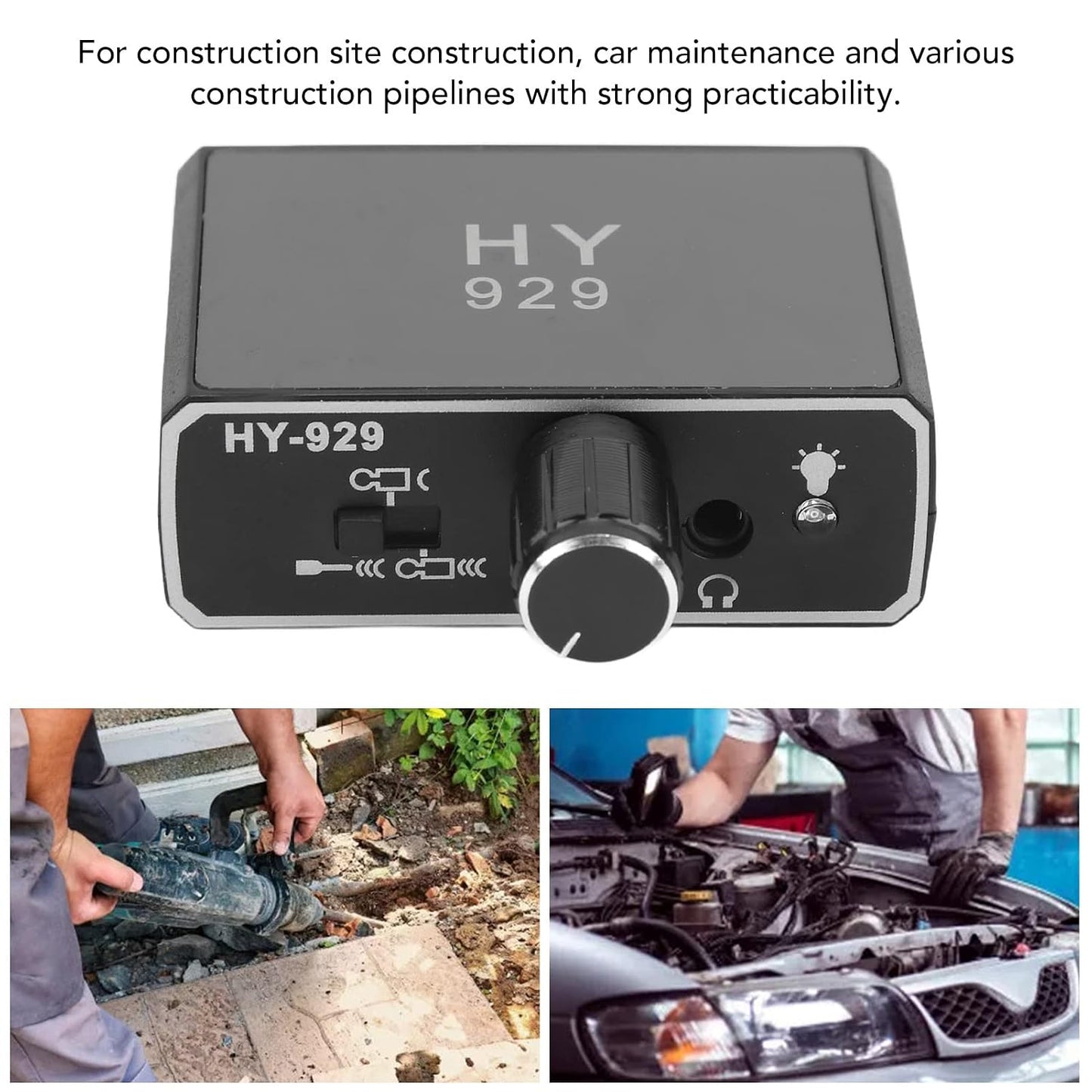 Water Leakage Detection, Underground Water Pipe Leak Detector Monitor with Dual Probe and Headphone Sound Adjustable Intensifier for Construction Site Pipeline Detection (US Plug)