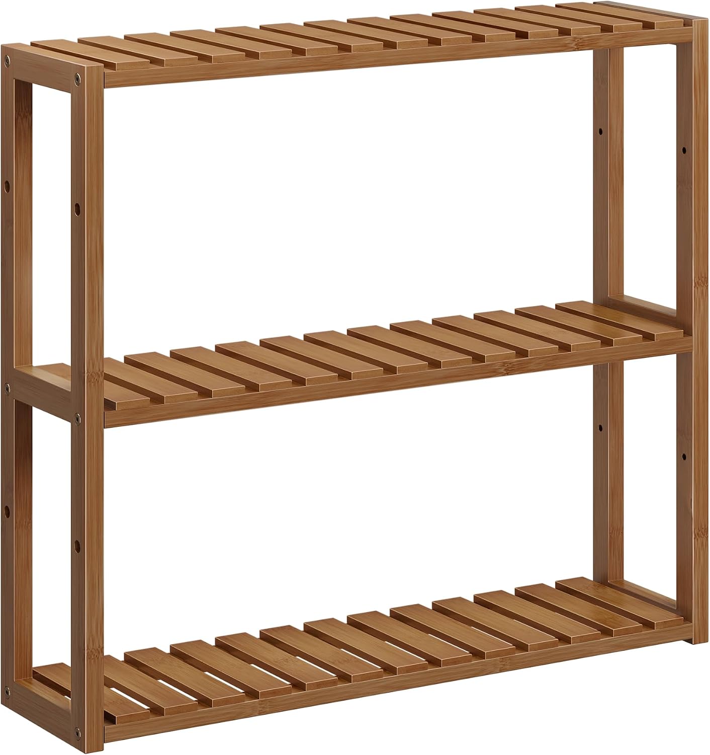 SONGMICS Bamboo Rolling Cart, 3-Tier Utility Cart on Wheels, Slim Narrow Storage Shelf, Bamboo Shelves, Space-Saving, Multifunctional, for Bathroom, Kitchen, White and Natural UBCB083N02