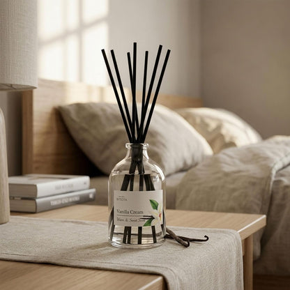 Reed Diffuser Set for Bathroom & Home, Long Lasting Essential Oil Aroma, Glass Bottle Home Fragrance with Sticks, Ideal Gift for Woman, 3.52oz (100ml) (Lavender Eucalyptus)