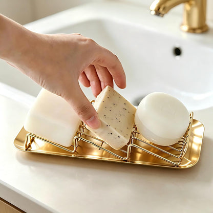 304 Stainless Steel 3 Bar Soap Dish, Self Draining Shampoo Bar Holder for Solid Shampoo & Conditioner Bars, Corner Soap Holder Tray for Shower Bathroom