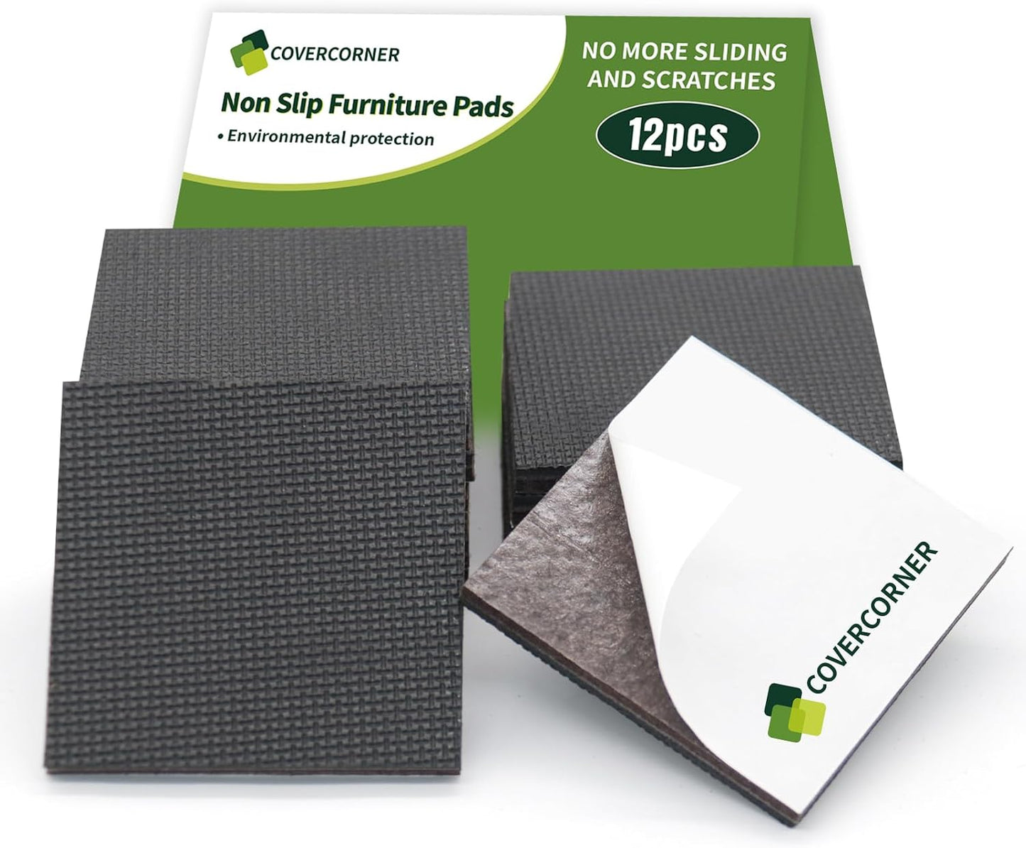 Non Slip Furniture Pads 36 PCS 1'' Square - Anti Slip Furniture Pads - Self Adhesive Rubber Feet Furniture Feet - Chair Leg Floor Protectors - Keep Furniture in Place
