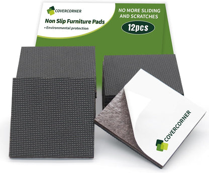 Non Slip Furniture Pads 36 PCS 1'' Square - Anti Slip Furniture Pads - Self Adhesive Rubber Feet Furniture Feet - Chair Leg Floor Protectors - Keep Furniture in Place