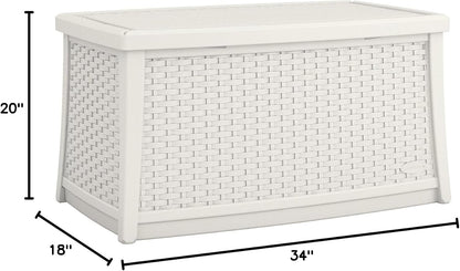 Suncast 30 Gallon Resin Outdoor Patio End Table Storage Box, Java, Made in the USA