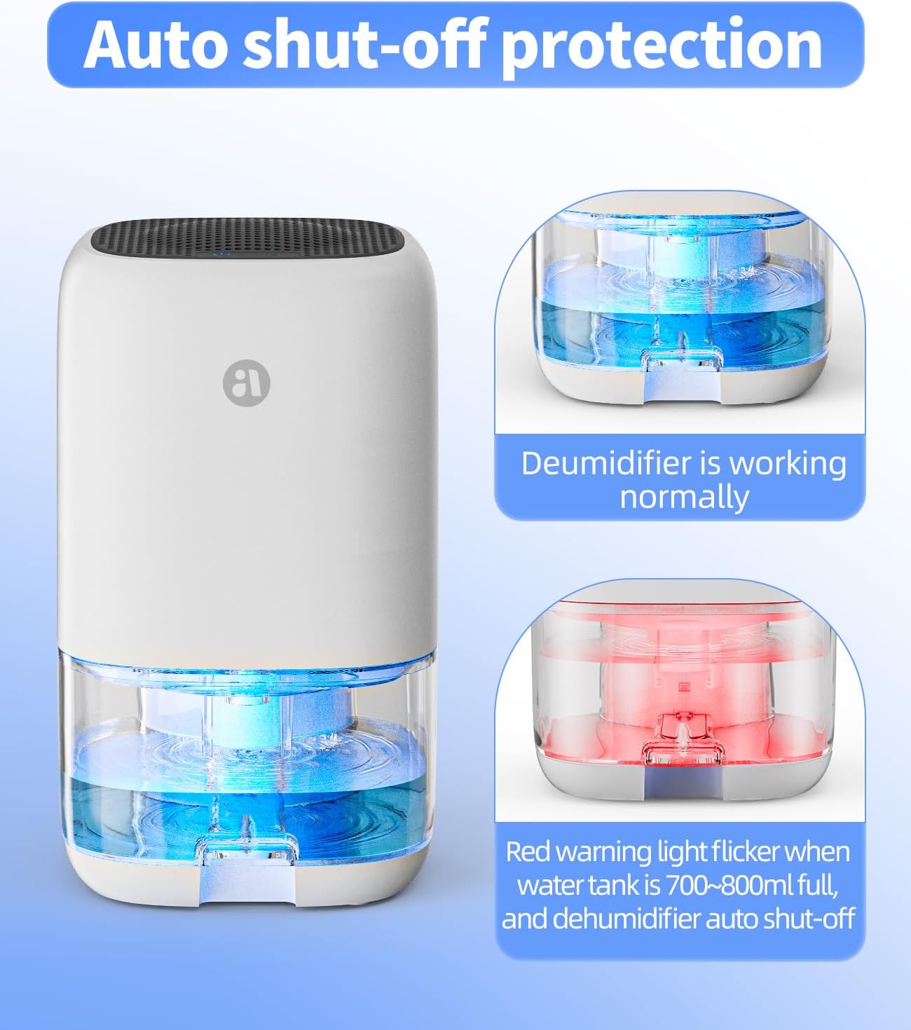 Dehumidifier, 35 OZ Small Dehumidifiers for Bedroom for Home, Quiet with Auto Shut Off, Dehumidifiers for Bedroom (280 sq. ft), Bathroom, RV, Closet, Grey
