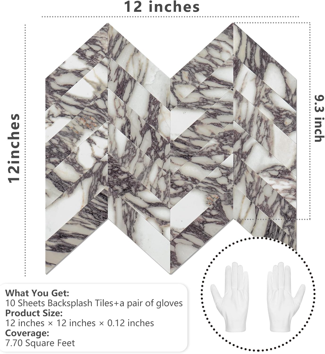STICKGOO 10-Sheet Herringbone Tile Peel and Stick Backsplash, Beige Mixed Metal Gold PVC Stick on Backsplash, Self Adhesive Wall Tile for Kitchen and Bathroom