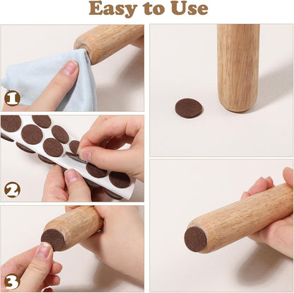192 Pcs Brown Felt Chair Pads, 0.87in Diameter Self-Adhesive Round Felt Pads for Chair Legs for Furniture Kitchen Doors Floor Drawers Cupboards