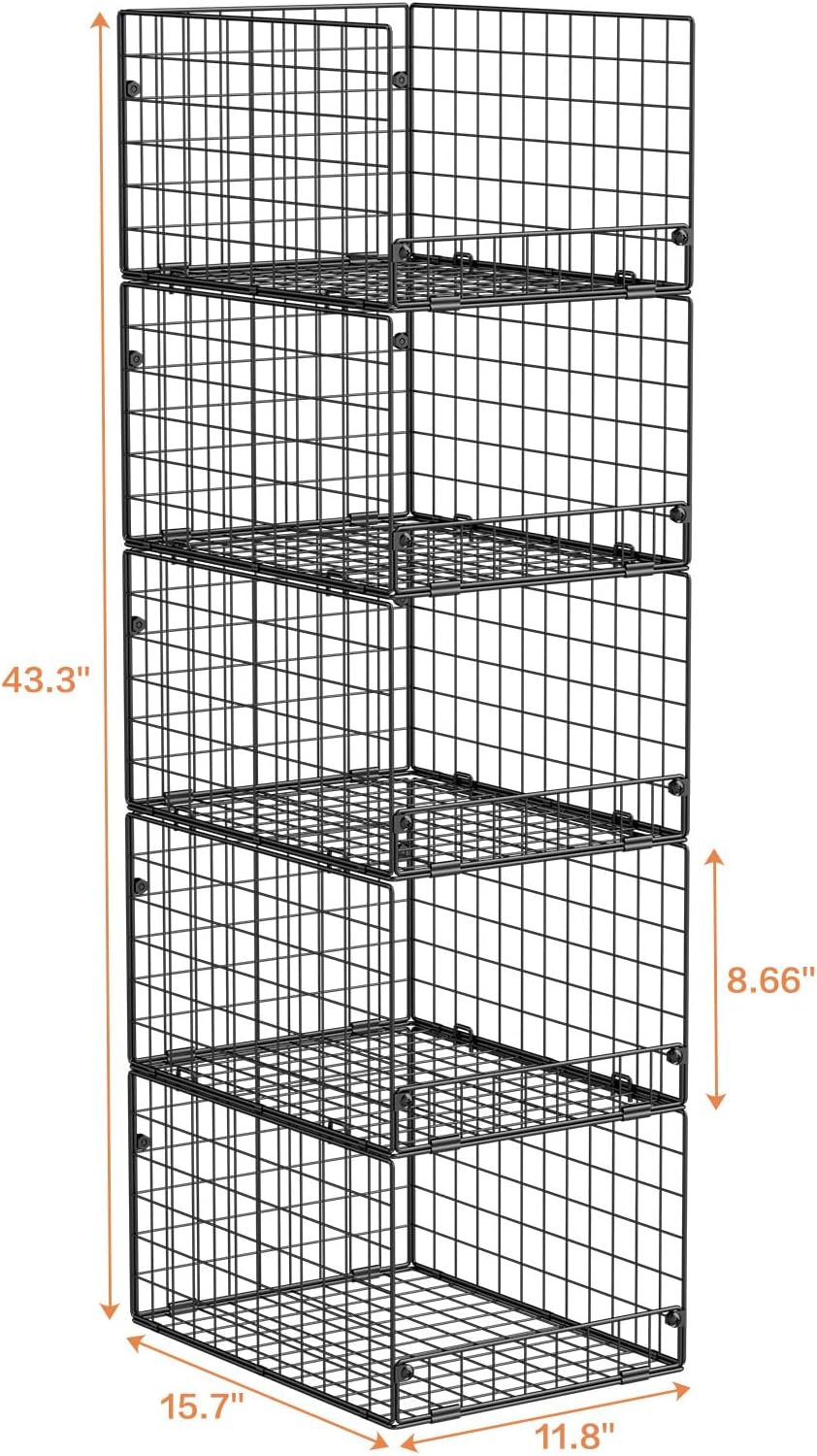 Yociyoga 4-Tier Stackable Closet Organizers and Storage Shelves, Foldable Closet Shelf Organizer, Black(Patent Protection)(Patent No. 30022416)
