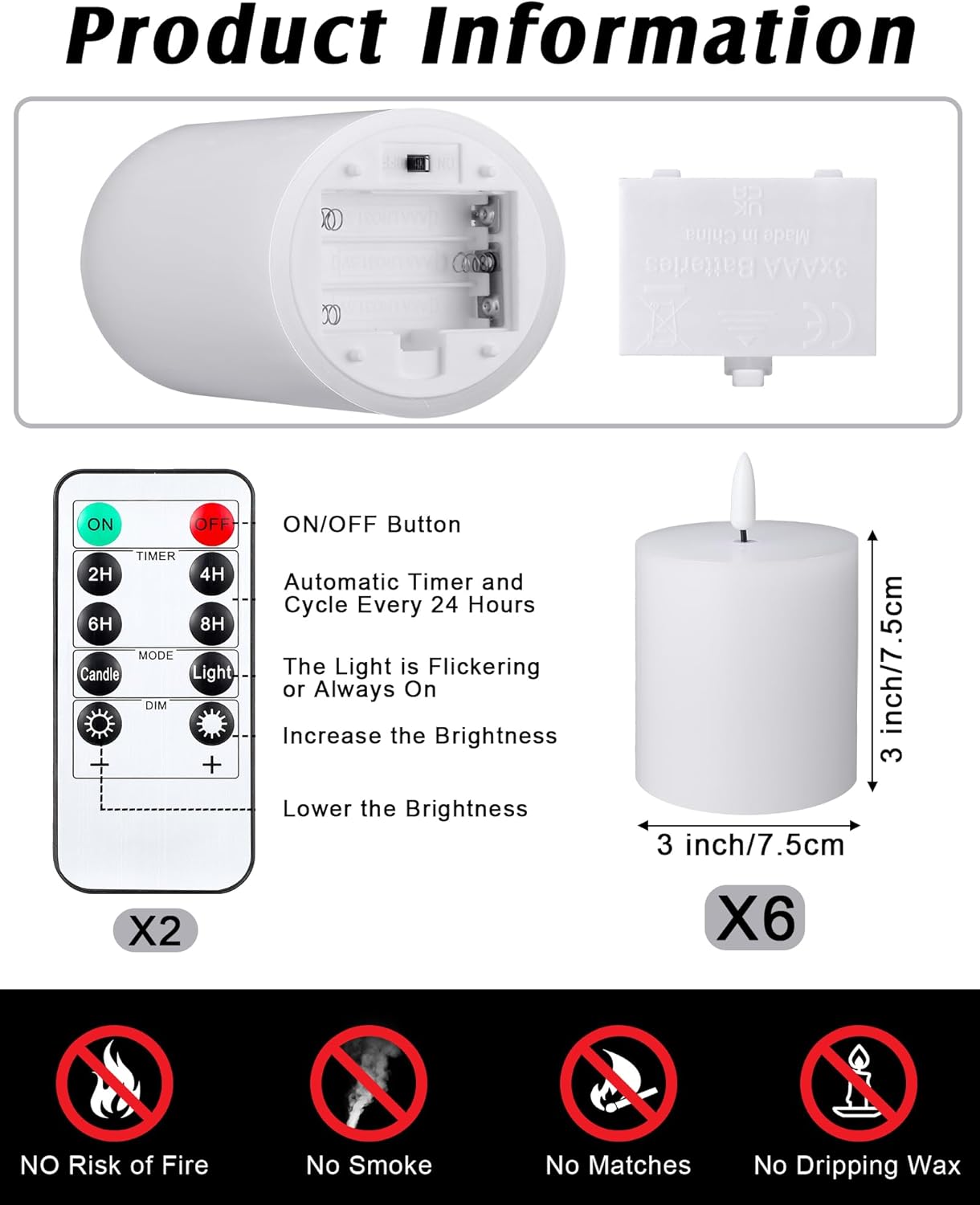VIHOSE 9 Pack White Flameless Candles Set with Remote and Timer Flickering Flameless Battery Candles Flat Top LED Pillar for Wedding Outdoor Home Festival Decoration(D 3'' H 4'' 5'' 6'')