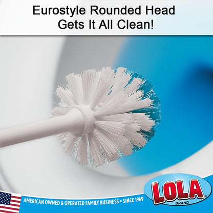 LOLA Toilet Bowl Brush w/Curved Head, Coated Wire, Durable Poly Bristles, Reaches Under Toilet Bowl Rim, 1 Pack